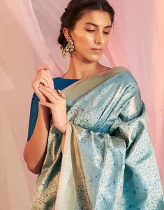 Mint Blue Banarasi Saree - Banarasi Saree Look - Bewakoof Blog