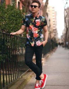 Black jeans store with matching shirt