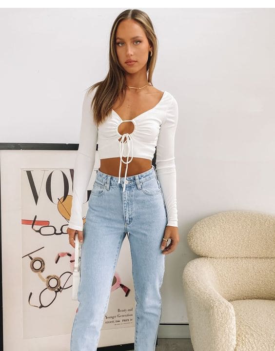 High-Waisted Jeans With Crop Top