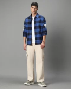 blue tshirt combination for men
