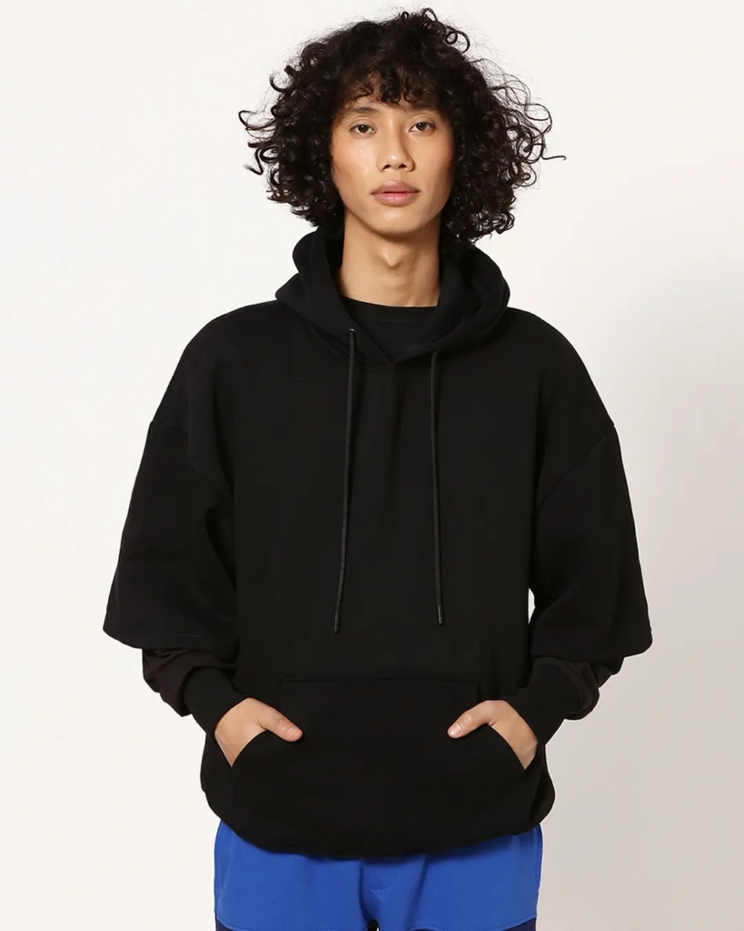 Men's Black Layered Sleeve Oversized Hoodie