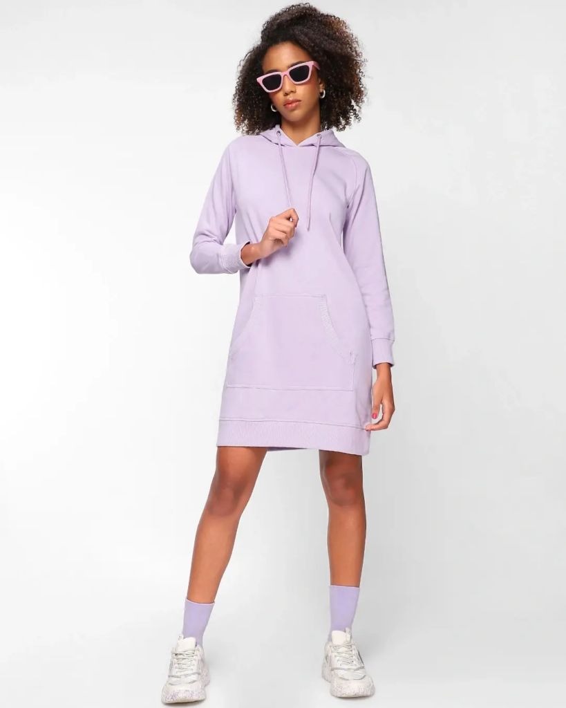 Women's Pastel Lilac Hoodie Dress