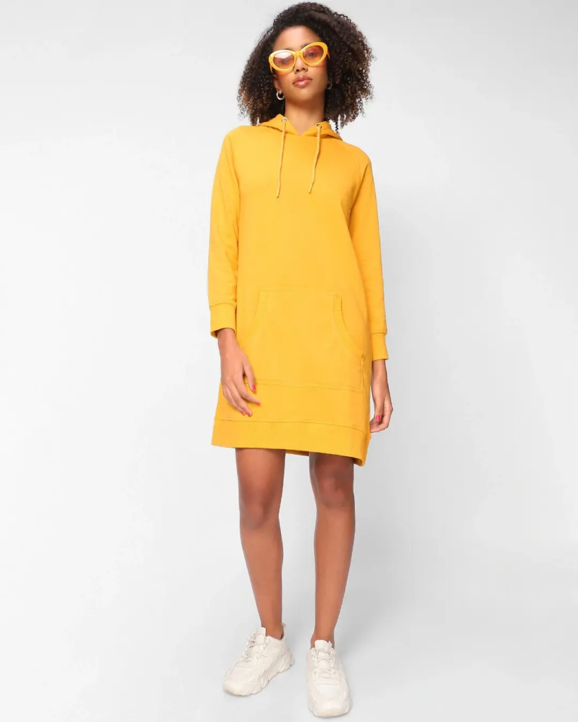 Women's Yellow Hoodie Dress