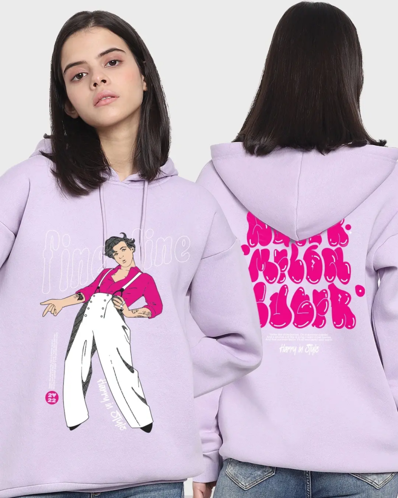 Women's Purple Watermelon Sugar Graphic Printed Oversized Hoodie