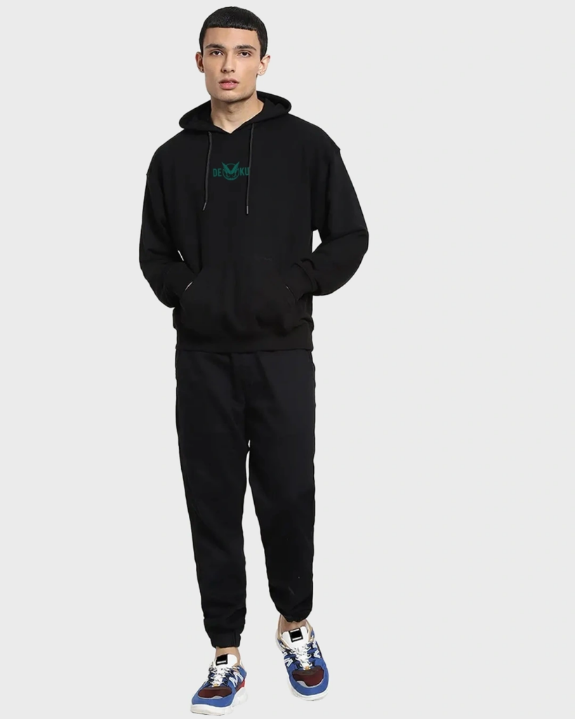 Men's Black Deku Graphic Printed Oversized Hoodies - Styling Hoodies