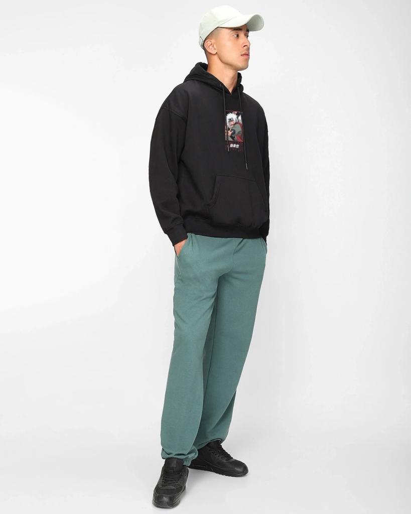 Men's Black Legendary Sanin Graphic Printed Oversized Hoodies