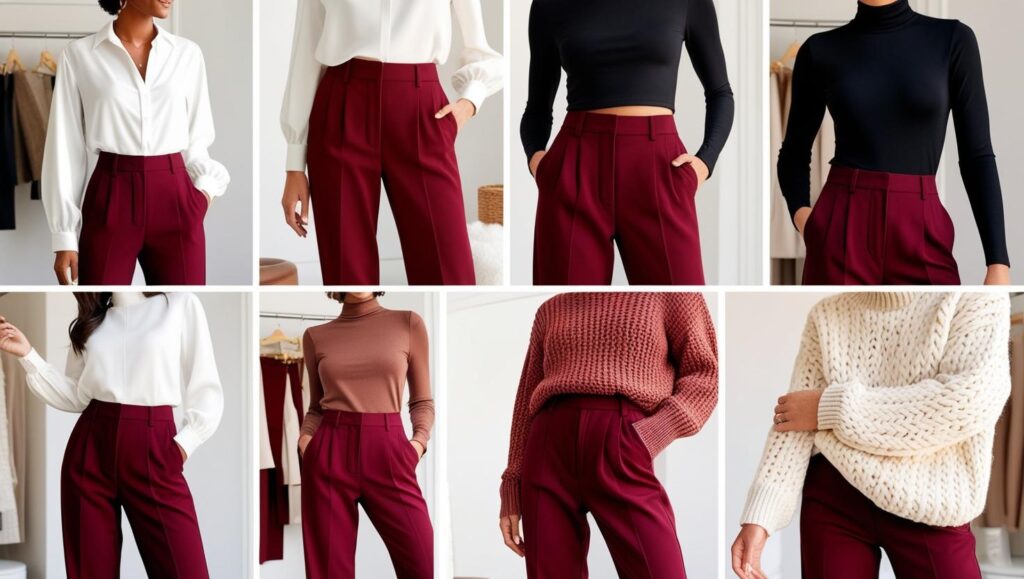 Burgundy Pants Outfits And Style Tips For Every Occasion Burgundy Pants Outfit With Tops And Sweater 1024x579