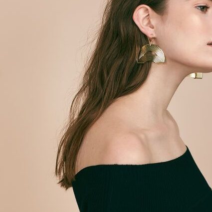 bold earrings to go with off-shoulder tops