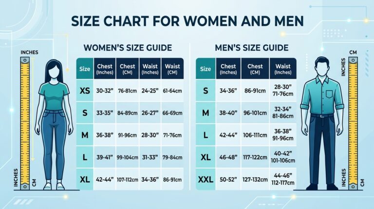 Size Chart for Women and Men: Every Size in Inches, CM and Numbers size chart for men and women