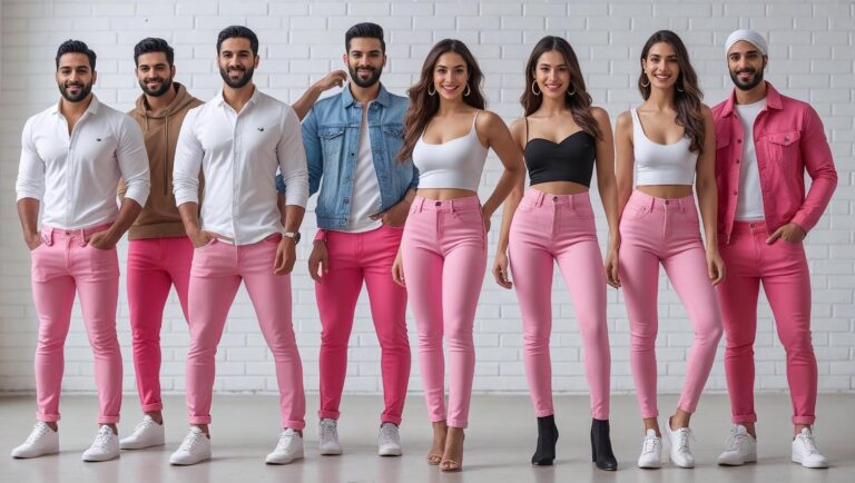 how to style pink jeans
