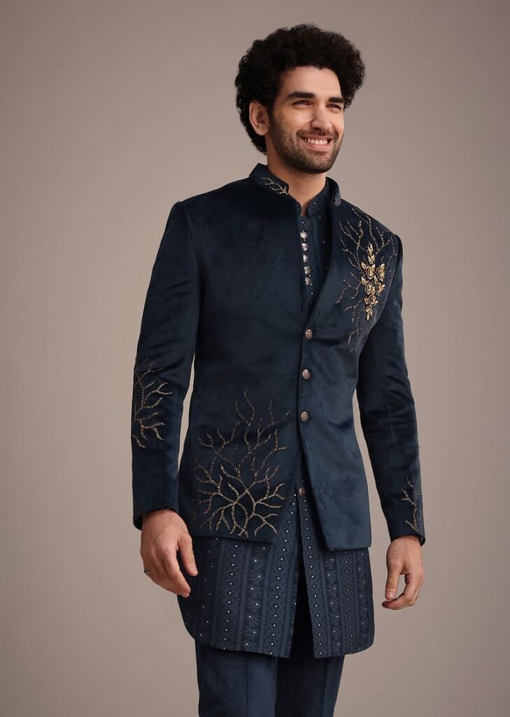 men wearing printed nehru jacket on diwali