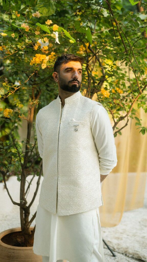 man wearing Nehru jacket on diwali