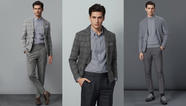 grey pant matching shirt combination