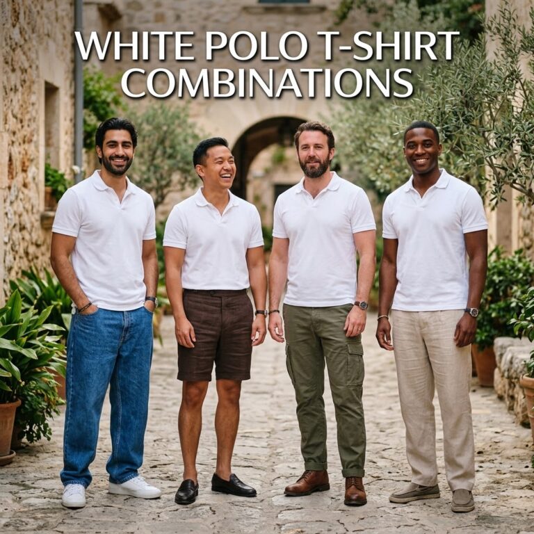 White Polo T Shirt Combination: 6 Easy Looks For Men White Polo T Shirt Combination